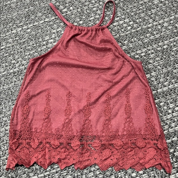Rue 21 | Pink Mesh Halter Neck Tank With Open Back - Picture 1 of 7